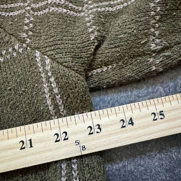 Staccato Womens Windowpane Knit Open Front Cardigan Sweater Olive Green Large - Picture 7 of 10